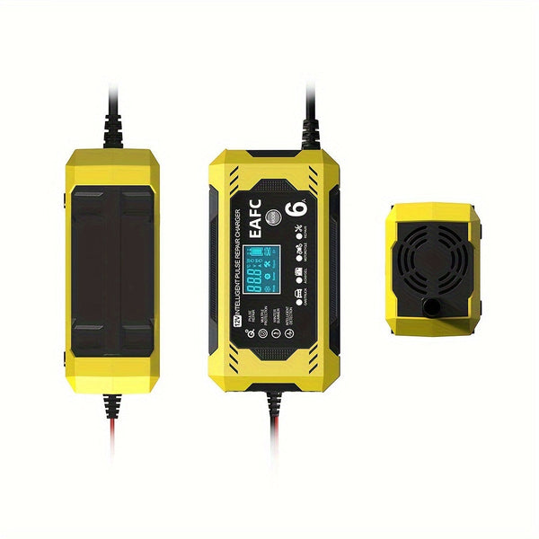 Car Battery Charger, 12V 6A Smart Battery Trickle Charger Auto 12V 24V Battery Maintainer for Car Truck Motorcycle Lawn Mower Marine Lead Acid Battery, Vehicle Battery Maintenance, Automotive Battery Care, Compact Charger, Po DSers Fulfillment