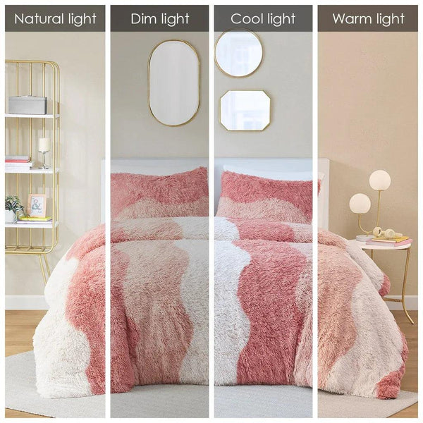 Cassie Ombre Shaggy Faux Fur Comforter Set - Gifts for You 'n Me