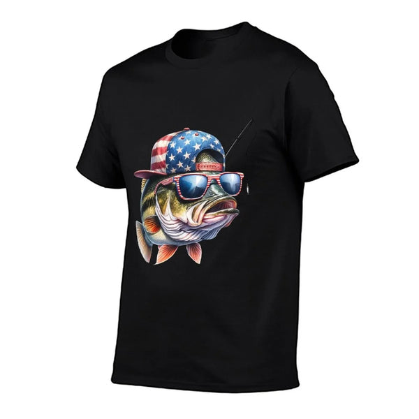 Funny Fishing & Fisherman Gift American Flag T-Shirt