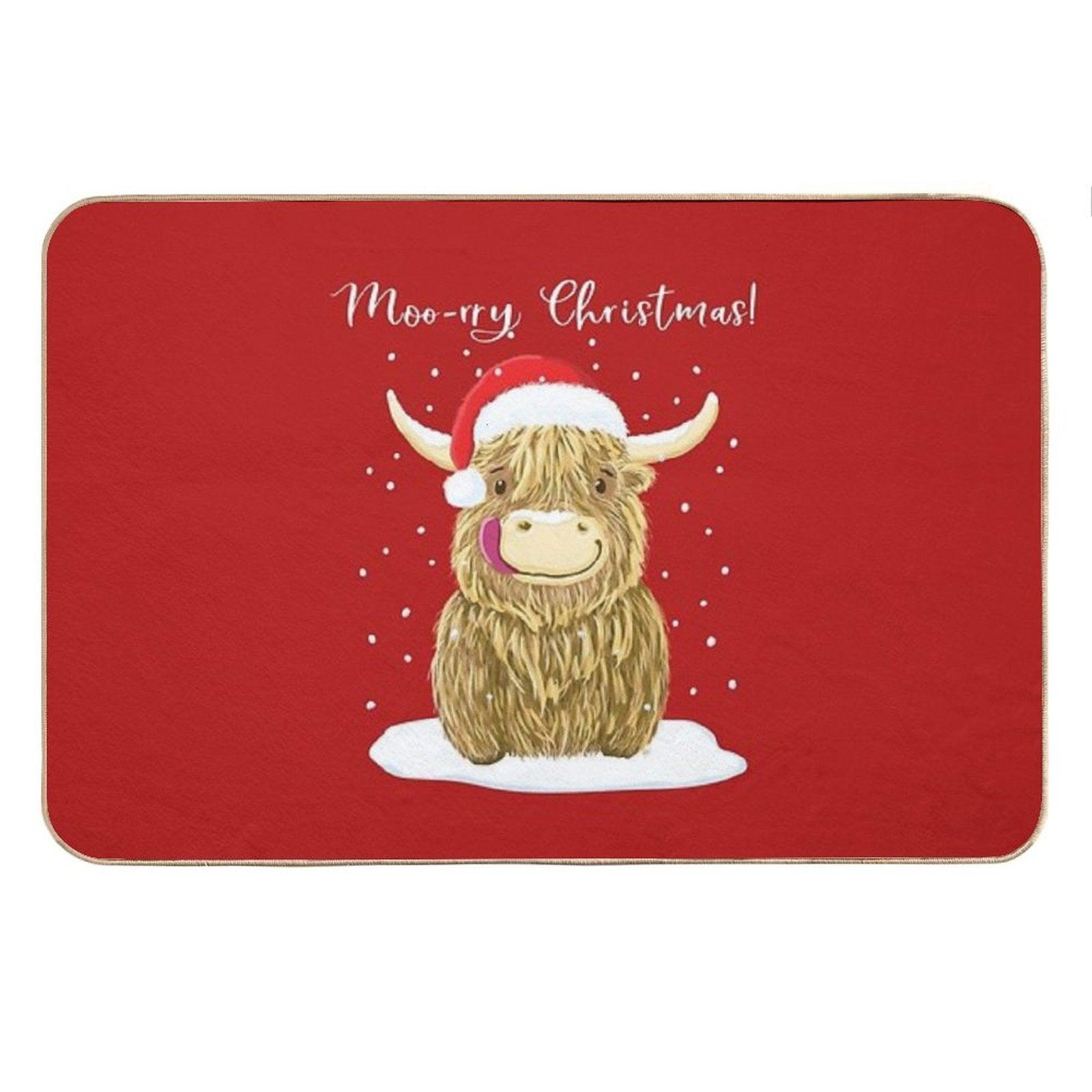 Scottish Highland Cow, Moo-rry Christmas Wee Hamish Bath Mat