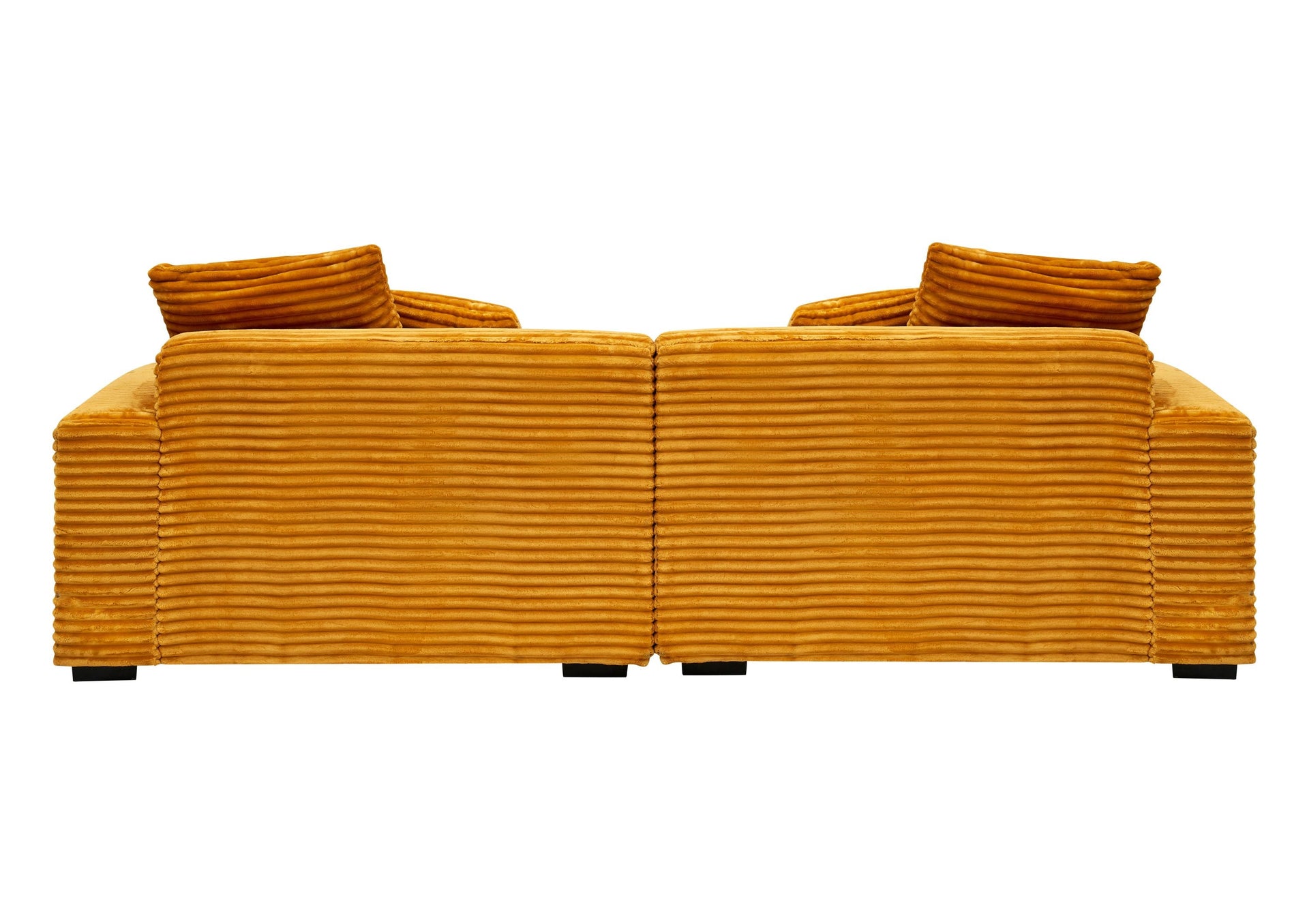 104.72-inch 4-seat large sofa with 4 throw pillows, living room sofa in orange corduroy comfort fabric