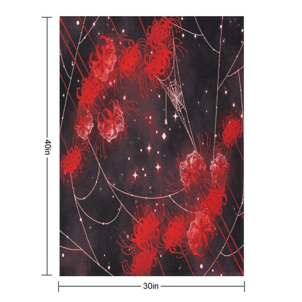 Galaxy Red Spider Lilies And Webs Throw Blanket