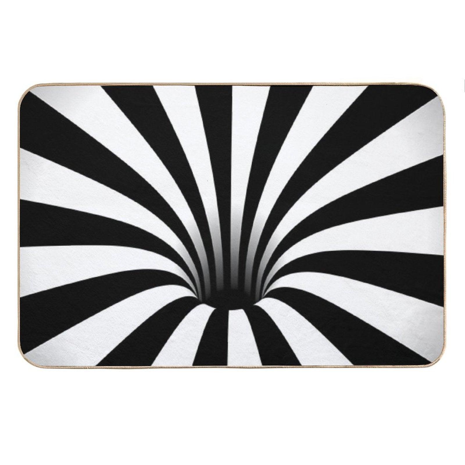 Optical Illusion Black Hole Lines (BlackWhite) Bath Mat