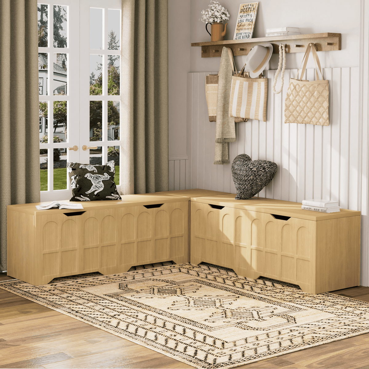 3-Piece L-Shaped Multifunctional Storage Bench