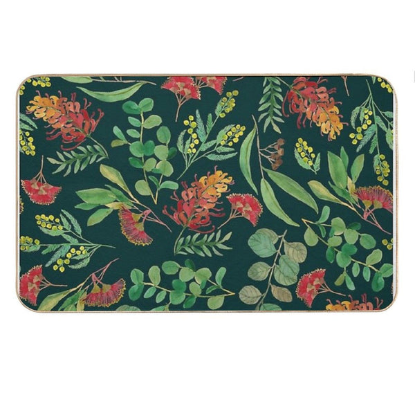 Australian Botanical Flowers And Foliage Eucalyptus Green Bath Mat