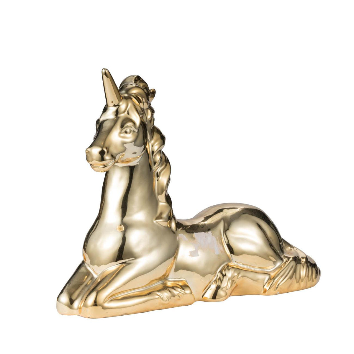 Modern Decorative  Gold Ceramic Unicorn Figurine