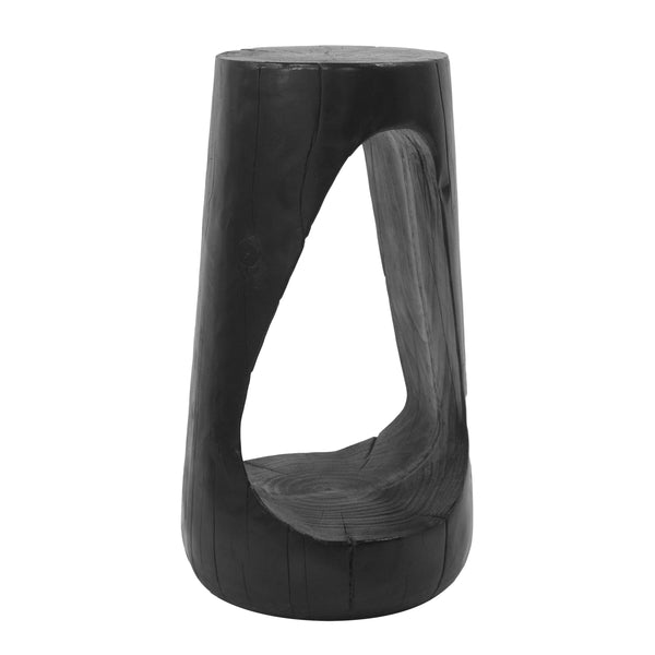 Hollow Design End Table with Wood Like Texture, and Black Color