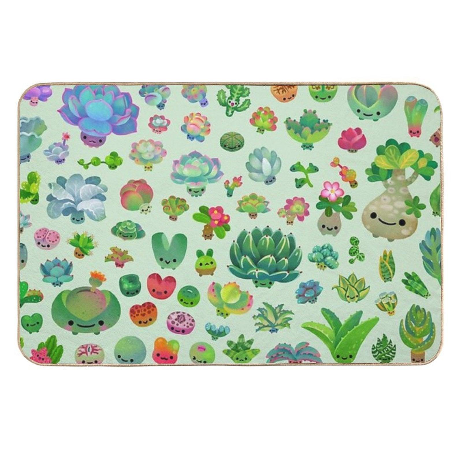 Baby Succulents - Mix (green)  High-Traffic Bath Mat
