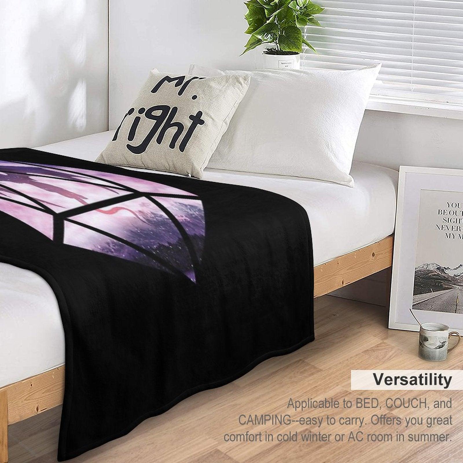 Purple Sky Dragon D20 Throw Blanket