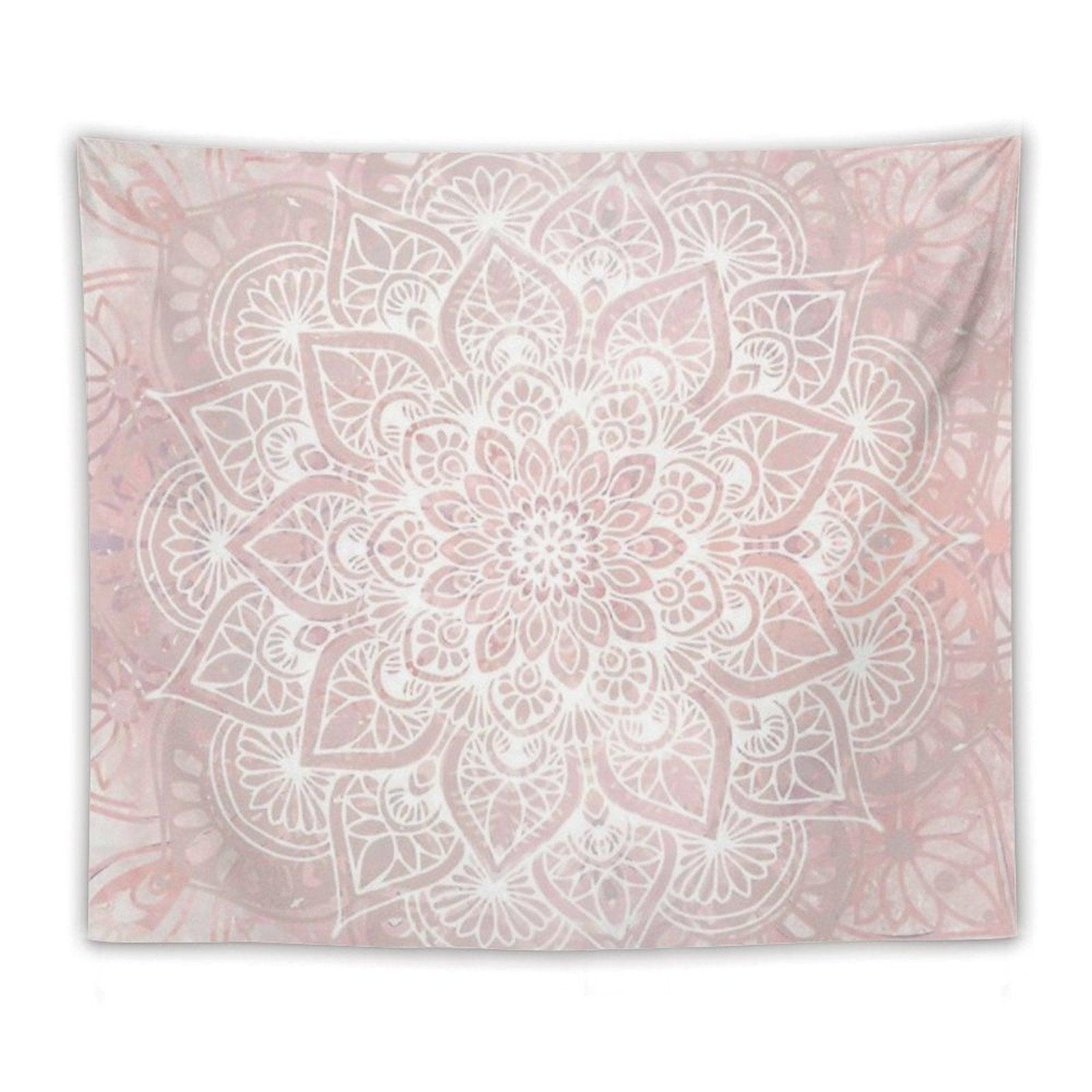 Mandala Yoga Love, Pastel Pink Tapestry