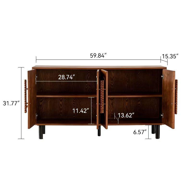 Antique Gold Sideboard Buffet Cabinet with Arched Doors