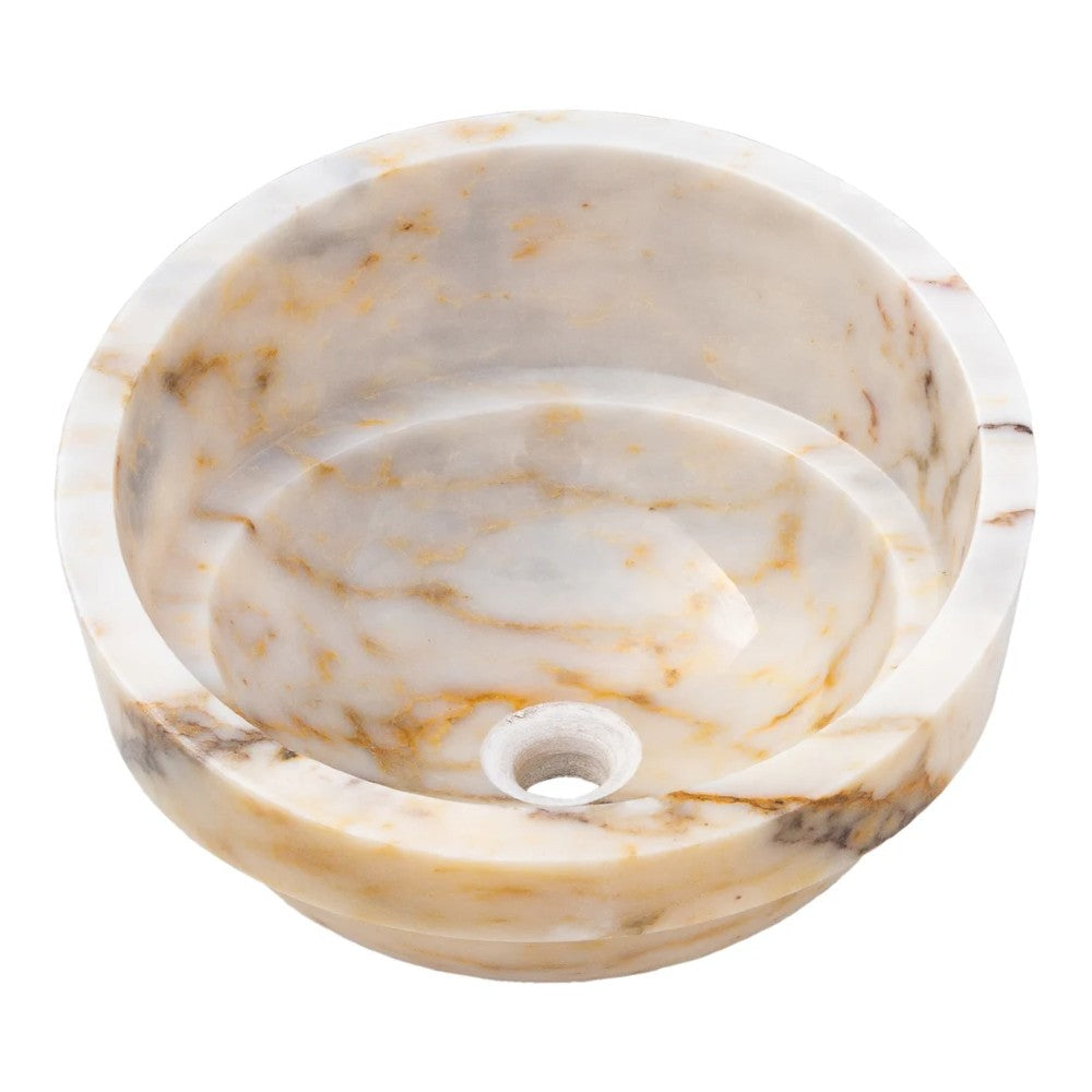 Bianco Giallo Marble Special Design Vessel Sink Bowl Polished  (D)16