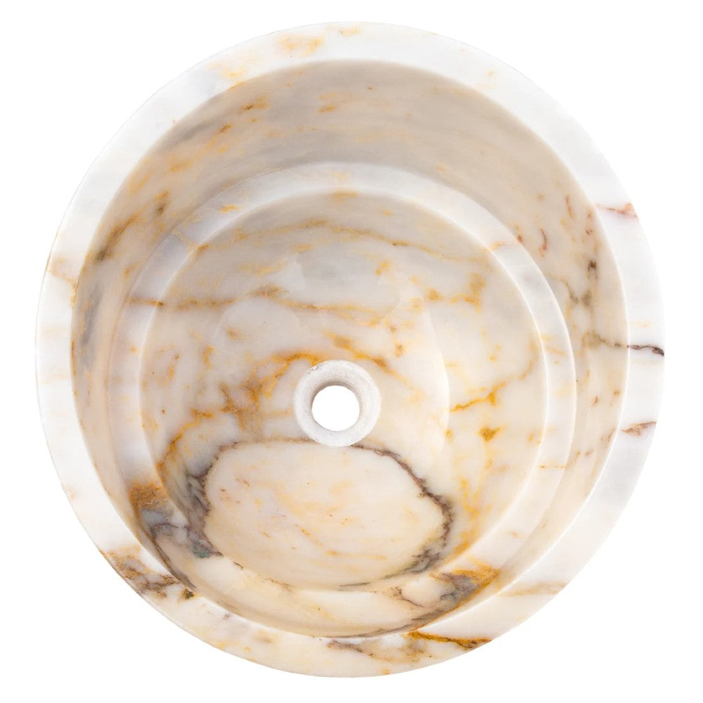 Bianco Giallo Marble Special Design Vessel Sink Bowl Polished  (D)16