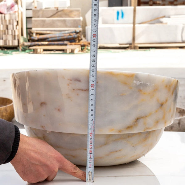 Bianco Giallo Marble Special Design Vessel Sink Bowl Polished  (D)16