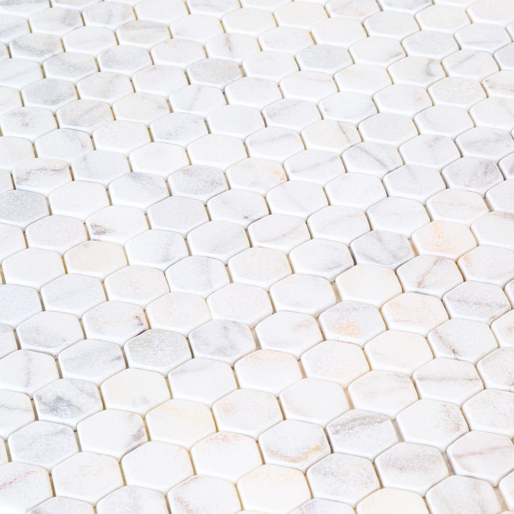 Bianco Ibiza White Marble Tumbled Mosaic Floor and Wall Tile - Livfloors Collection