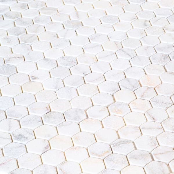 Bianco Ibiza White Marble Tumbled Mosaic Floor and Wall Tile - Livfloors Collection