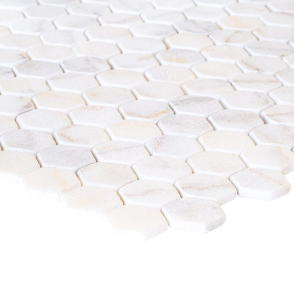 Bianco Ibiza White Marble Tumbled Mosaic Floor and Wall Tile - Livfloors Collection