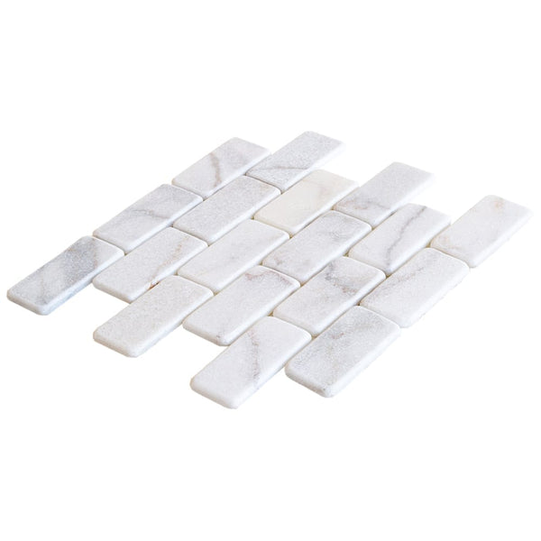 Bianco Ibiza White Marble Tumbled Mosaic Floor and Wall Tile - Livfloors Collection