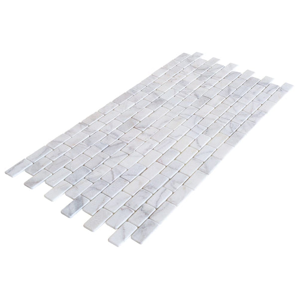 Bianco Ibiza White Marble Tumbled Mosaic Floor and Wall Tile - Livfloors Collection