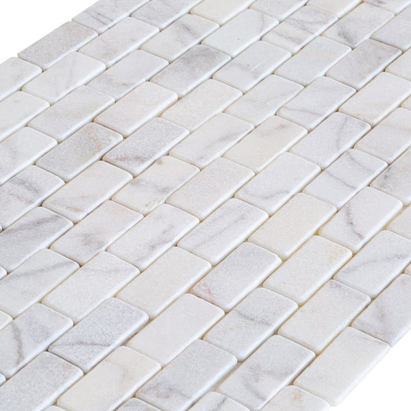Bianco Ibiza White Marble Tumbled Mosaic Floor and Wall Tile - Livfloors Collection