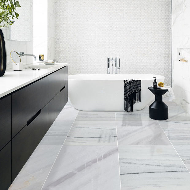 Bianco Lasa Exotic Marble Polished Floor and Wall Tile - Large Format - Livfloors Collection