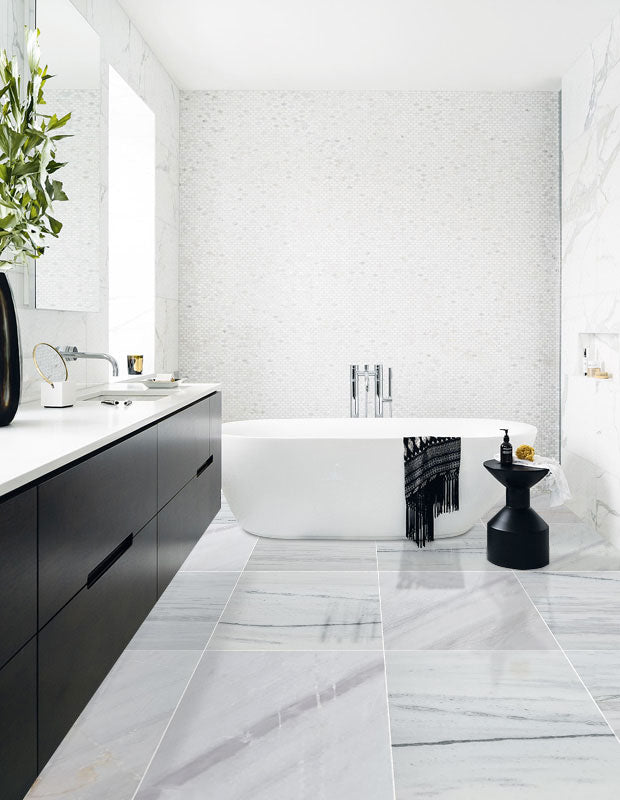 Bianco Lasa Exotic Marble Polished Floor and Wall Tile - Large Format - Livfloors Collection