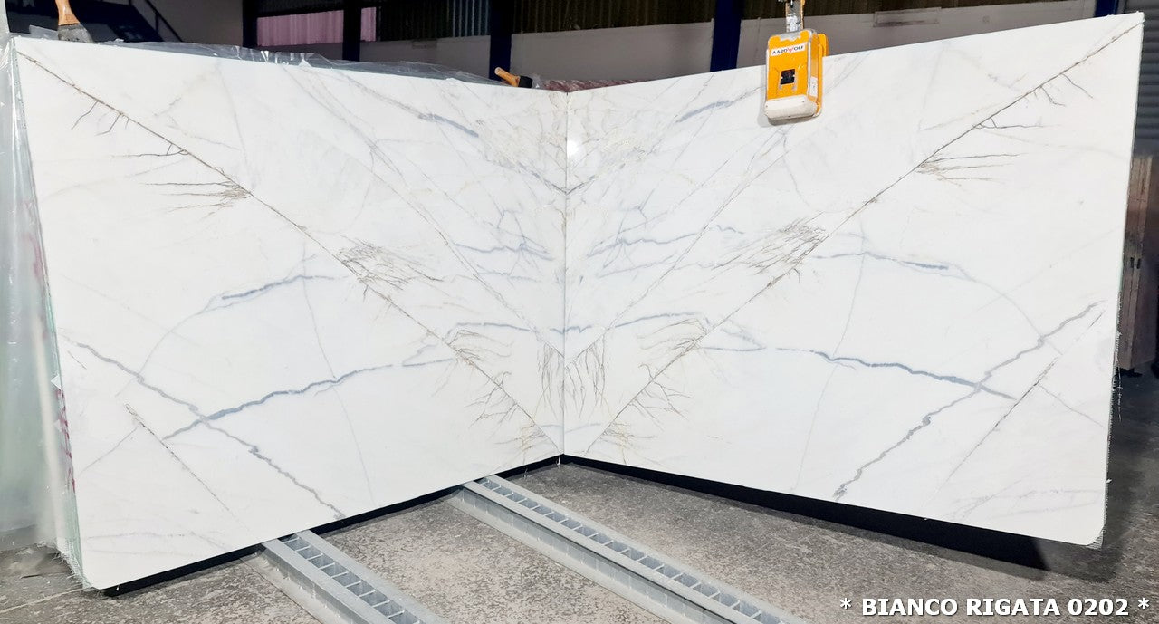 Bianco Rigata White Bookmatching Marble Slabs Polished - Full Truckload