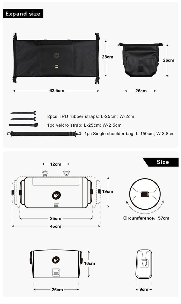 Bicycle Bag Waterproof Big Capacity Handlebar Bag 2 Piece Front Tube Cycling Bag  Bike Accessories Bike Bag Waterproof Bike Handlebar Bag Bicycle For Sport Bicycle Cycling Accessories