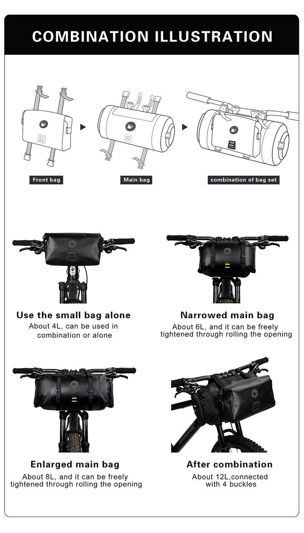 Bicycle Bag Waterproof Big Capacity Handlebar Bag 2 Piece Front Tube Cycling Bag  Bike Accessories Bike Bag Waterproof Bike Handlebar Bag Bicycle For Sport Bicycle Cycling Accessories