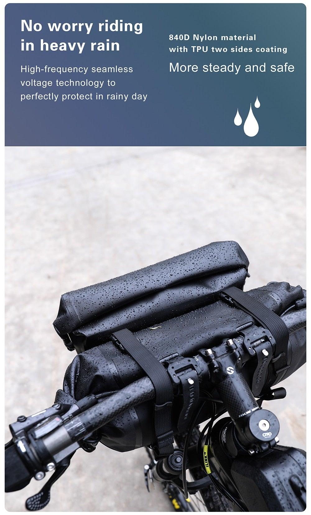 Bicycle Bag Waterproof Big Capacity Handlebar Bag 2 Piece Front Tube Cycling Bag  Bike Accessories Bike Bag Waterproof Bike Handlebar Bag Bicycle For Sport Bicycle Cycling Accessories
