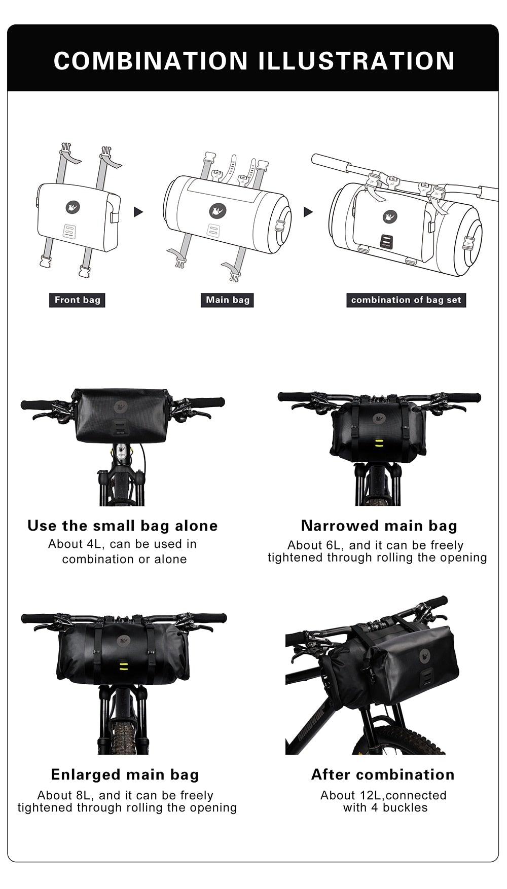 Bicycle Bag Waterproof Big Capacity Handlebar Bag 2 Piece Front Tube Cycling Bag  Bike Accessories Bike Bag Waterproof Bike Handlebar Bag Bicycle For Sport Bicycle Cycling Accessories