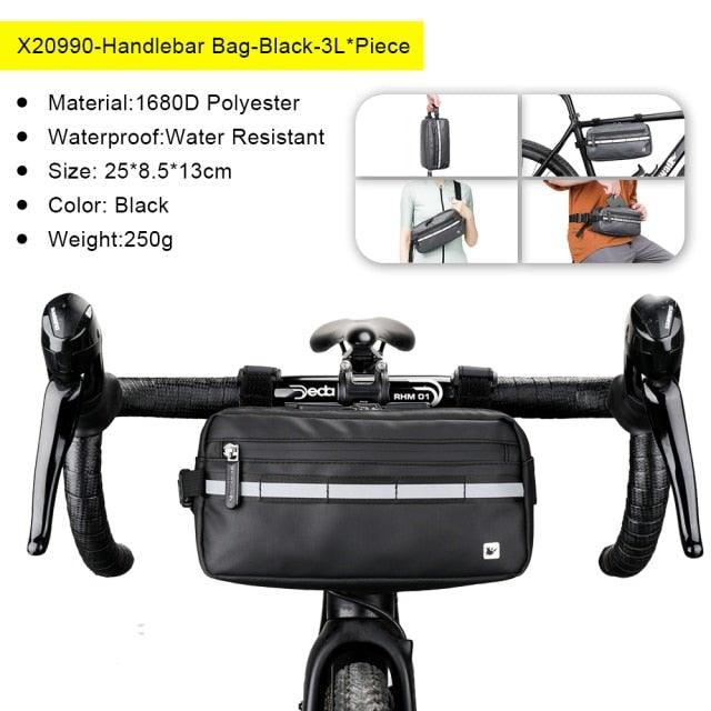 Bicycle Bag Waterproof Big Capacity Handlebar Bag 2 Piece Front Tube Cycling Bag  Bike Accessories Bike Bag Waterproof Bike Handlebar Bag Bicycle For Sport Bicycle Cycling Accessories