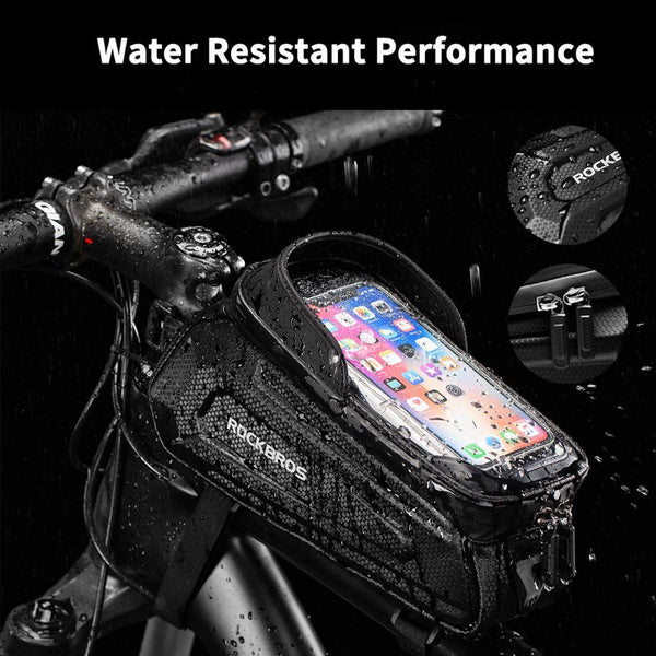 Bicycle Bag Waterproof Touch Screen Cycling Bag Top Front Tube Frame Road Bike Bag 6.5 Phone Case Bike Accessories Bike Phone Top Tube Bag Bicycle Front Frame Storage Bag Cell Phone Mount Holder Bag Case With Touch Screen Waterproof
