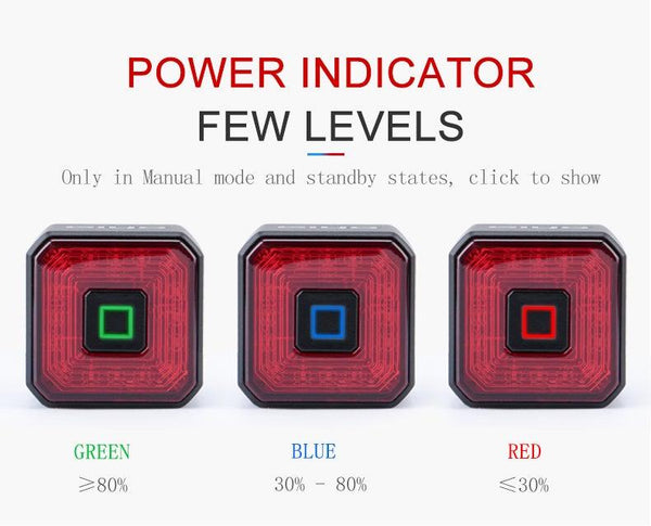 Bicycle Light Smart Rear Taillight USB LED Waterproof Safety Stop Signal Brake Cycling Lamp Waterproof Bike Rear Lights USB Rechargeable Ultra Bright Led Brake Light Cycling Riding Safety Taillight Flashlight
