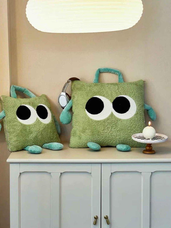 Big Eyes 2-in-1 Convertible Throw Pillow Blanket, Cute Whimsical Soft Cushion