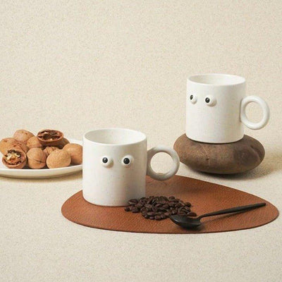 Big Eyes Handmade Ceramic Coffee Mug - Unique, Cute, and Funny
