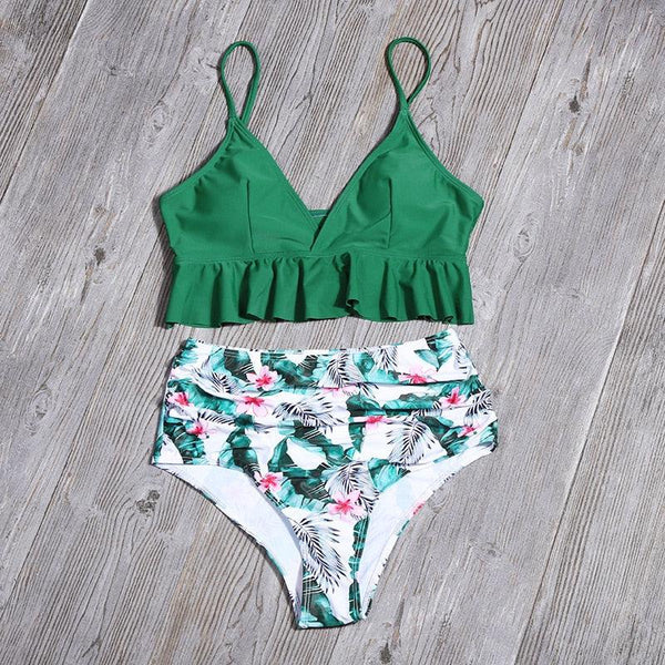 Bikini Push Up Summer Floral Swimwear Sport Women Plus Size Swimming Suit For Women  Women Bikini Set Ruffle Two Piece Swimsuit Flounce Push Up Cutout Swimwear Bathing Suits Swimsuit High Waist Bikini Set