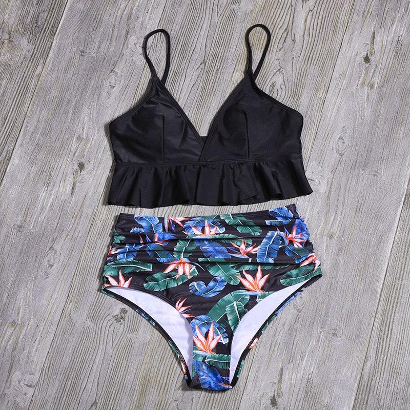 Bikini Push Up Summer Floral Swimwear Sport Women Plus Size Swimming Suit For Women  Women Bikini Set Ruffle Two Piece Swimsuit Flounce Push Up Cutout Swimwear Bathing Suits Swimsuit High Waist Bikini Set