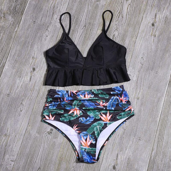 Bikini Push Up Summer Floral Swimwear Sport Women Plus Size Swimming Suit For Women  Women Bikini Set Ruffle Two Piece Swimsuit Flounce Push Up Cutout Swimwear Bathing Suits Swimsuit High Waist Bikini Set