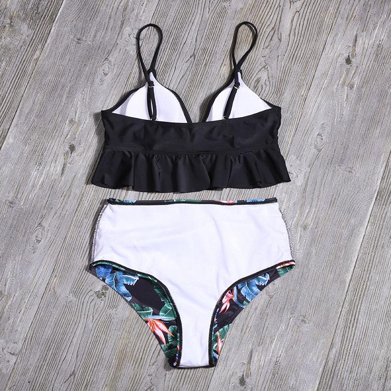 Bikini Push Up Summer Floral Swimwear Sport Women Plus Size Swimming Suit For Women  Women Bikini Set Ruffle Two Piece Swimsuit Flounce Push Up Cutout Swimwear Bathing Suits Swimsuit High Waist Bikini Set