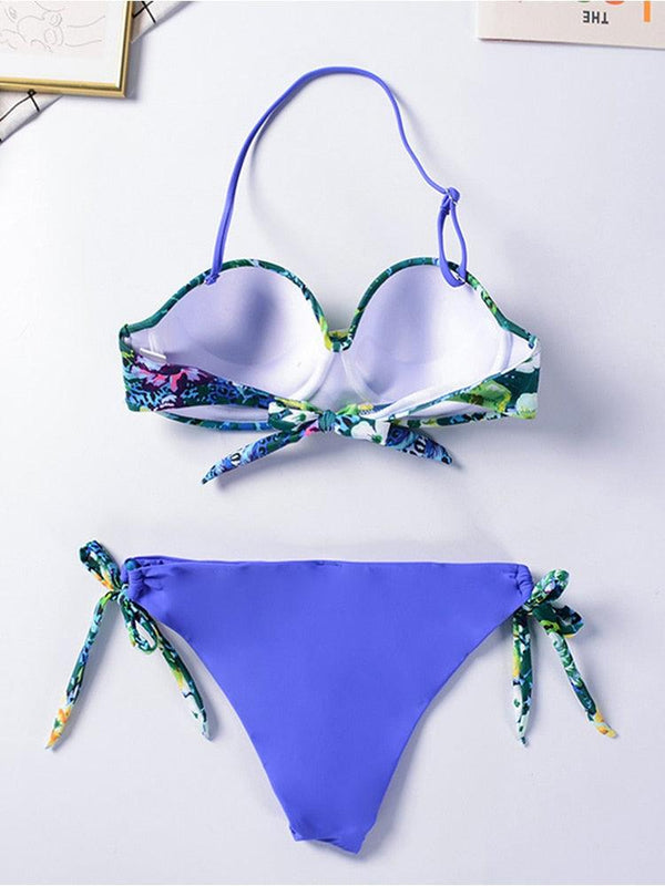 Bikini Sets Solid Color Swimsuit  Mid-Waist  Gather Cup Bikinis Women Swimwear Female Bathing Suits Beach wear  Two Piece Swimsuits Triangle Bikini swimsuits for Women