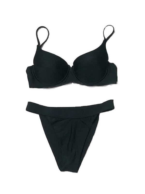 Bikini Swimwear Women High Waist Swimsuit Solid Color Bikini Set Women's Push Up Underwire Top Bottom Bikini Bathing Swimsuits Beach Wear Padded Push Up Bikini Set Female