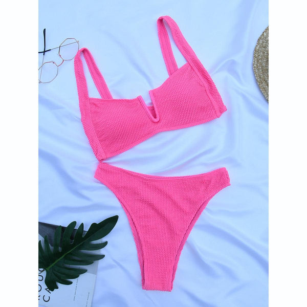 Bikini Women Swimsuit Female Bikini Set Solid Swimwear For Women Bathing Suit Swimming Suits Beach Wear Underwire Bikini High Cut Bikini Swimwear Solid Color High Leg Bikini Swimsuit