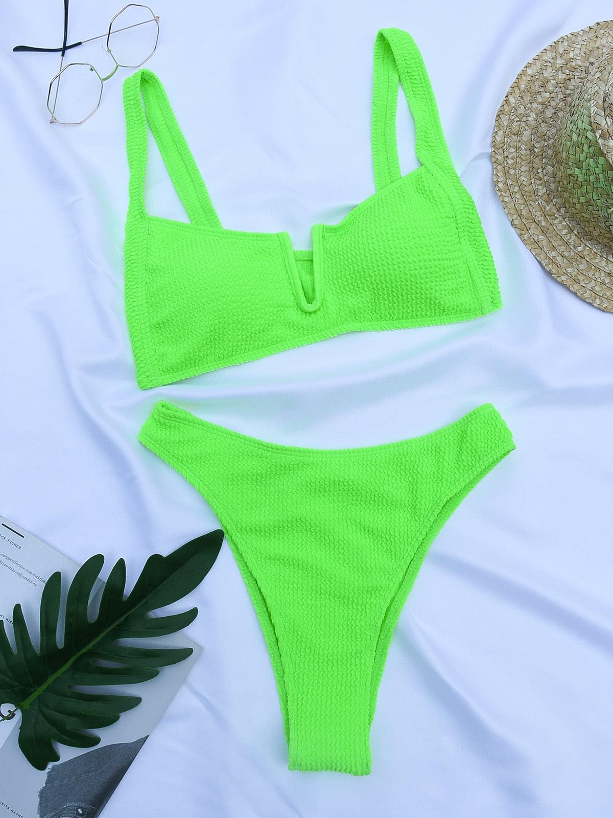 Bikini Women Swimsuit Female Bikini Set Solid Swimwear For Women Bathing Suit Swimming Suits Beach Wear Underwire Bikini High Cut Bikini Swimwear Solid Color High Leg Bikini Swimsuit