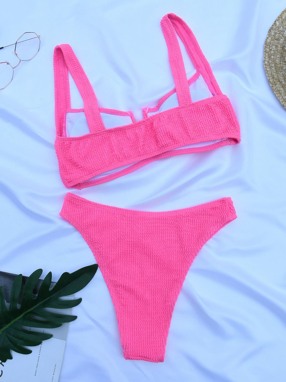 Bikini Women Swimsuit Female Bikini Set Solid Swimwear For Women Bathing Suit Swimming Suits Beach Wear Underwire Bikini High Cut Bikini Swimwear Solid Color High Leg Bikini Swimsuit