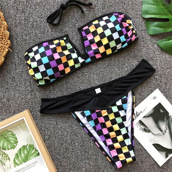 Bikinis Color V Neck Bikini Swimsuits Push Up Swimwear Female Brazilian Bikini Set Bathing Suits Women's Bathing Suit Deep V-Wired Bikini Set High Cut Two Piece Swimsuits