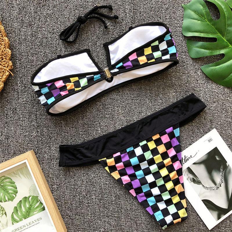 Bikinis Color V Neck Bikini Swimsuits Push Up Swimwear Female Brazilian Bikini Set Bathing Suits Women's Bathing Suit Deep V-Wired Bikini Set High Cut Two Piece Swimsuits