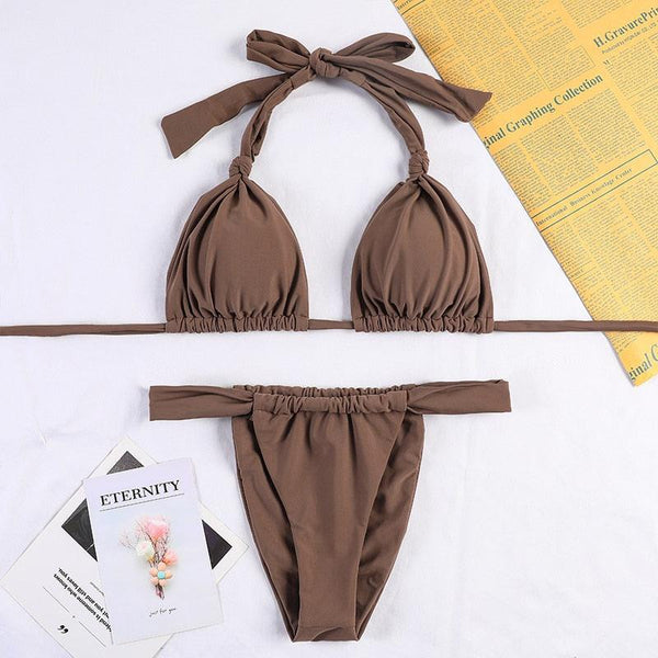 Bikinis Micro Adjustable Swimwear Women Summer Bikini Set Modern Colorful Print Beach Wear Women's Comfortable Swimsuit Knotted String Triangle Bikini Tie Side High Cut Bikini Set