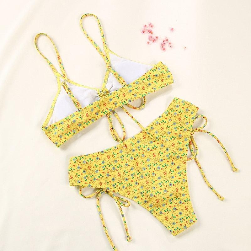 Bikinis Micro Adjustable Swimwear Women Summer Bikini Set Modern Colorful Print Beach Wear Women's Comfortable Swimsuit Knotted String Triangle Bikini Tie Side High Cut Bikini Set