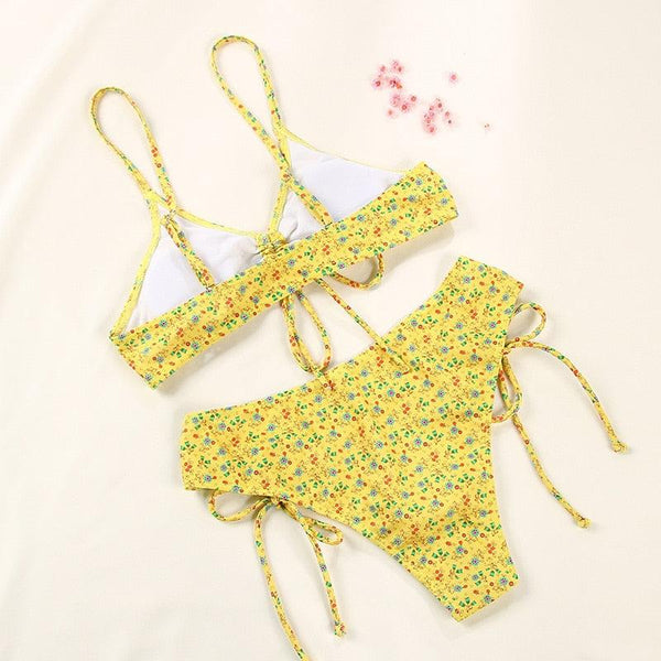 Bikinis Micro Adjustable Swimwear Women Summer Bikini Set Modern Colorful Print Beach Wear Women's Comfortable Swimsuit Knotted String Triangle Bikini Tie Side High Cut Bikini Set